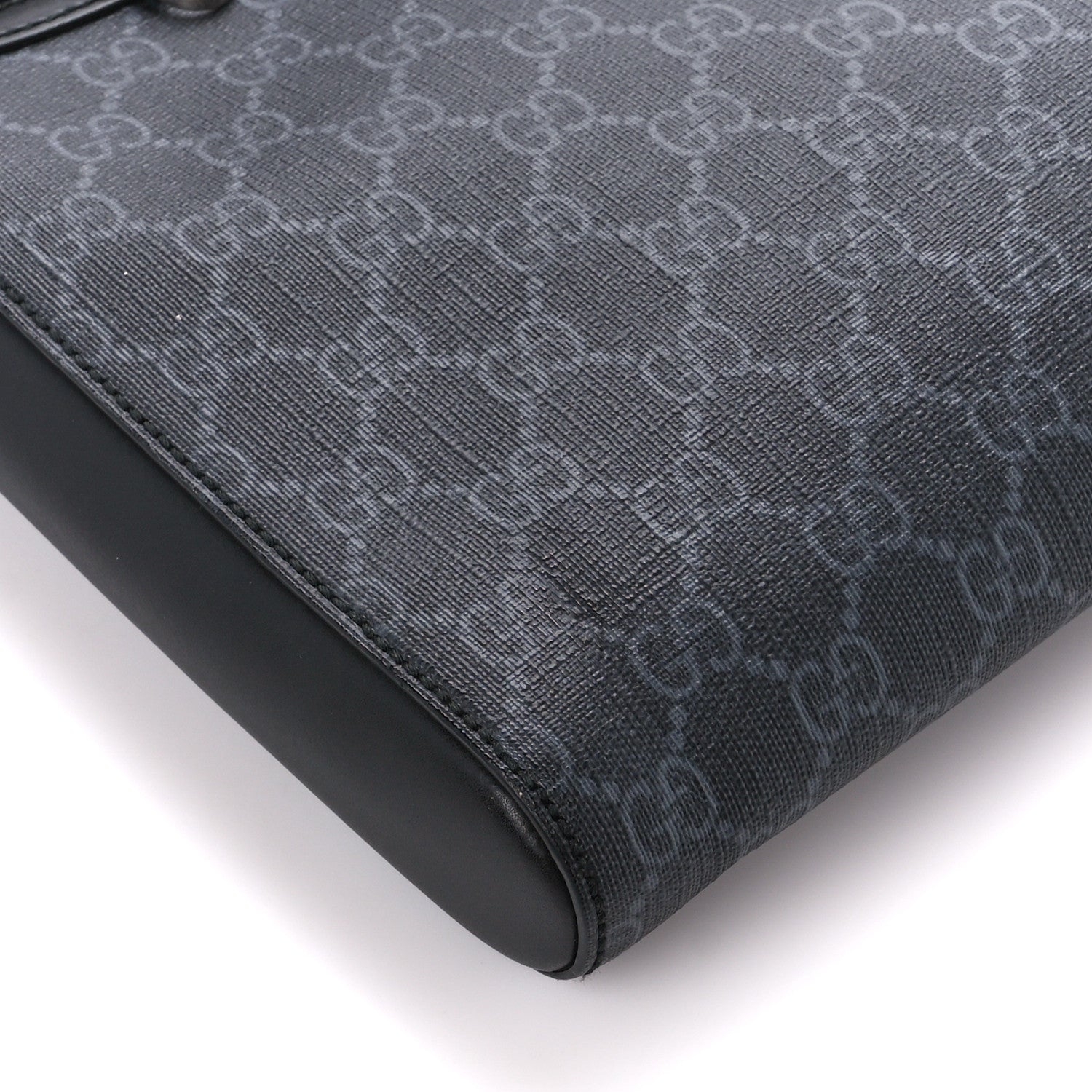 Gucci GG Supreme Monogram Appia Calfskin Web Flat Messenger Bag Black Grey 11 of 12