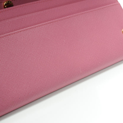 Prada Saffiano Metal Oro Chain Wallet Begonia 8 of 9