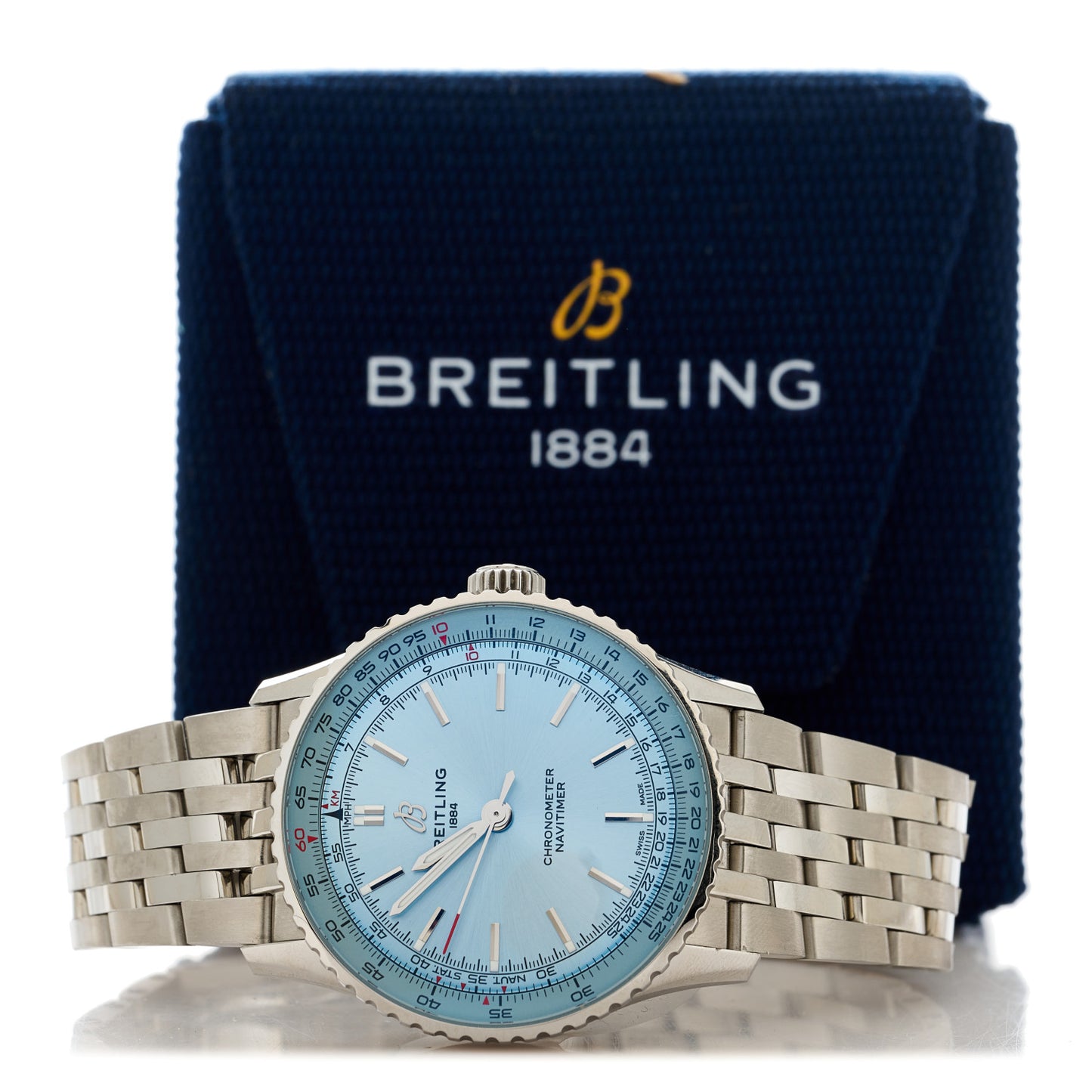 Stainless Steel 41mm Navitimer Automatic Watch Ice Blue A17329171C1A1