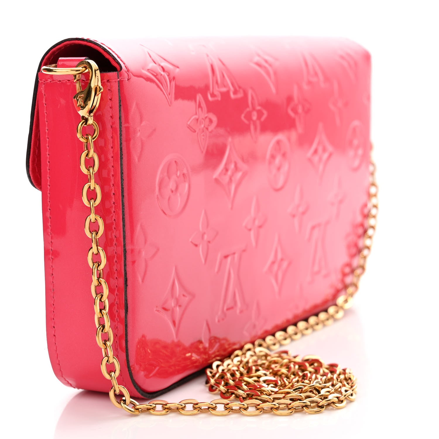 Louis Vuitton Vernis Felicie Pochette Chain Wallet Hot Pink 4 of 13