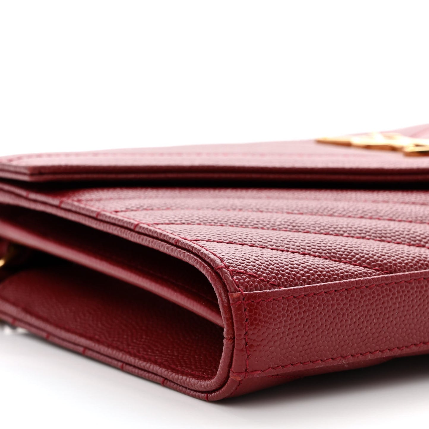 Grain De Poudre Matelasse Chevron Monogram Chain Wallet Opyum Red