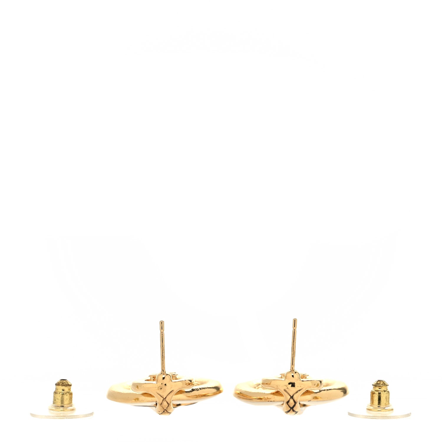 Chanel Metal Resin CC Diamond Earrings Gold Black White 3 of 4