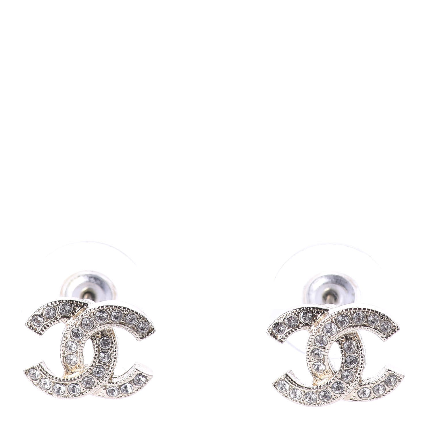 Chanel Crystal Mini Timeless CC Earrings Silver 1 of 4