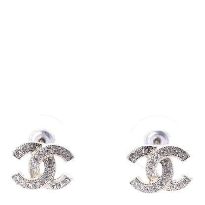 Chanel Crystal Mini Timeless CC Earrings Silver 1 of 4