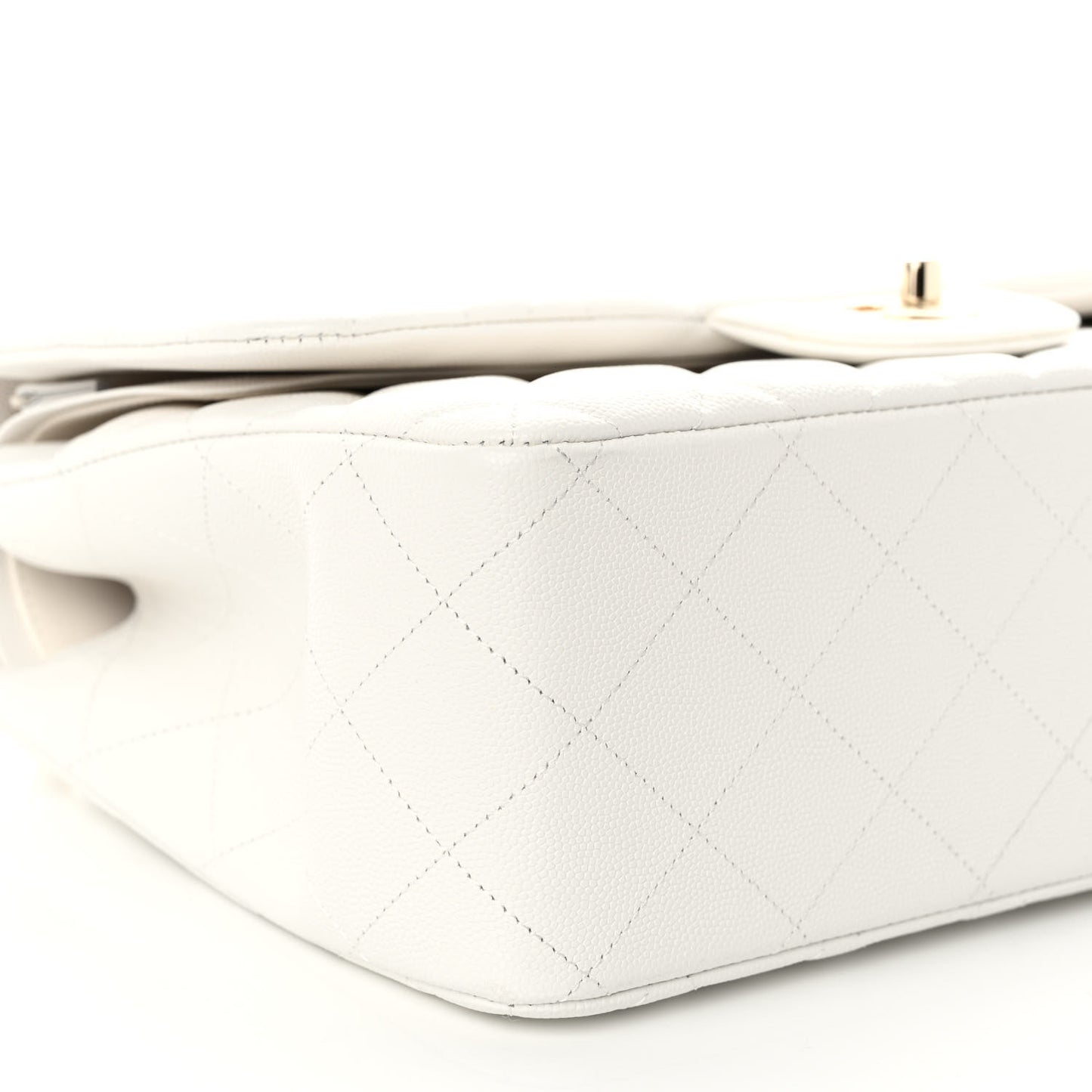 Caviar Quilted Jumbo Double Flap White