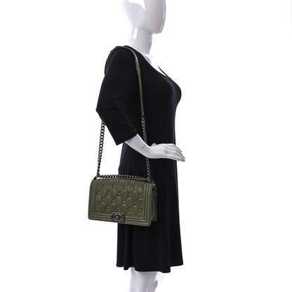 Chanel Goatskin Chesterfield Quilted Medium Celtic Boy Flap Green 2 of 14