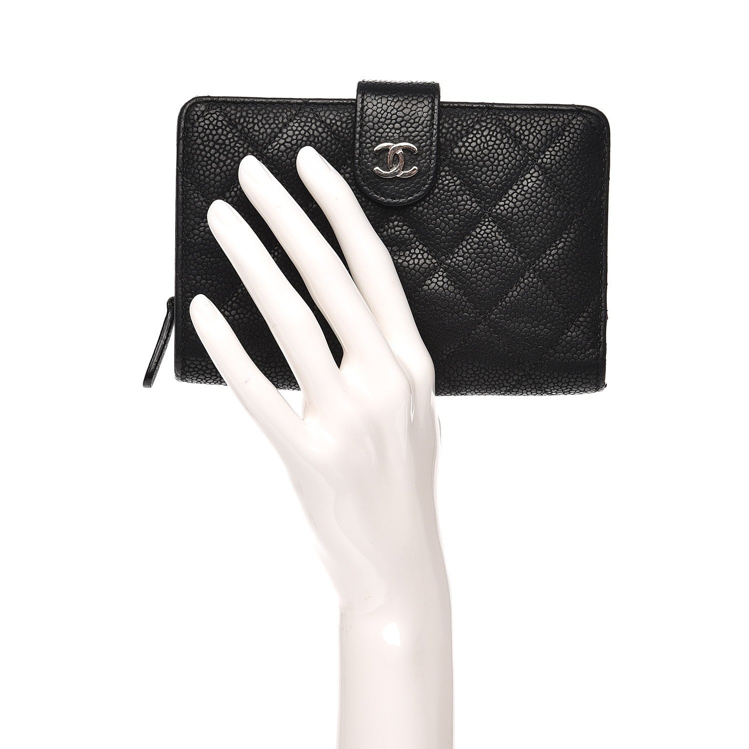 Chanel Iridescent Caviar Quilted Zipped Pocket Wallet Black 2 of 8