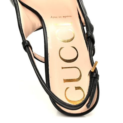 Gucci Nappa Charlotte Chevron Matelasse Double G 75mm Slingback Pumps 38.5 Black 7 of 10