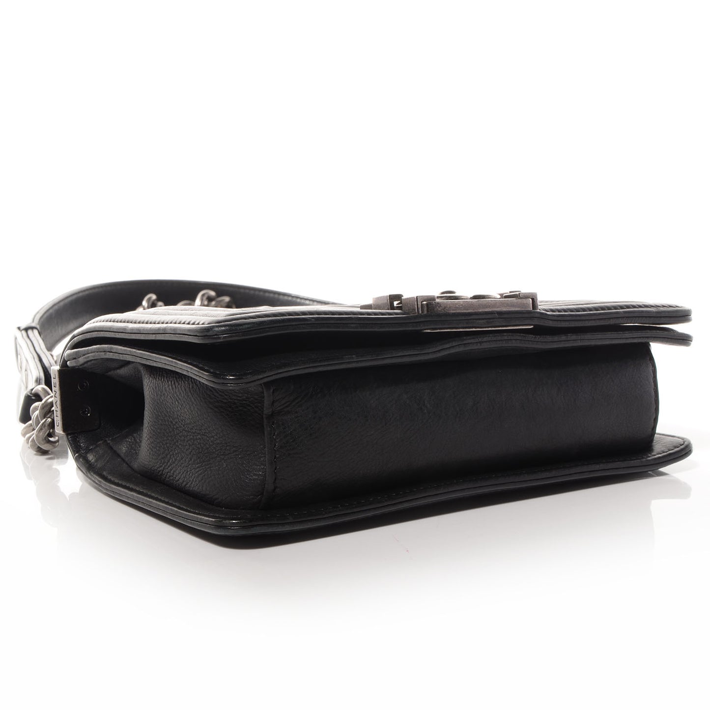 Calfskin Embossed Crystal Small Boy Flap Black