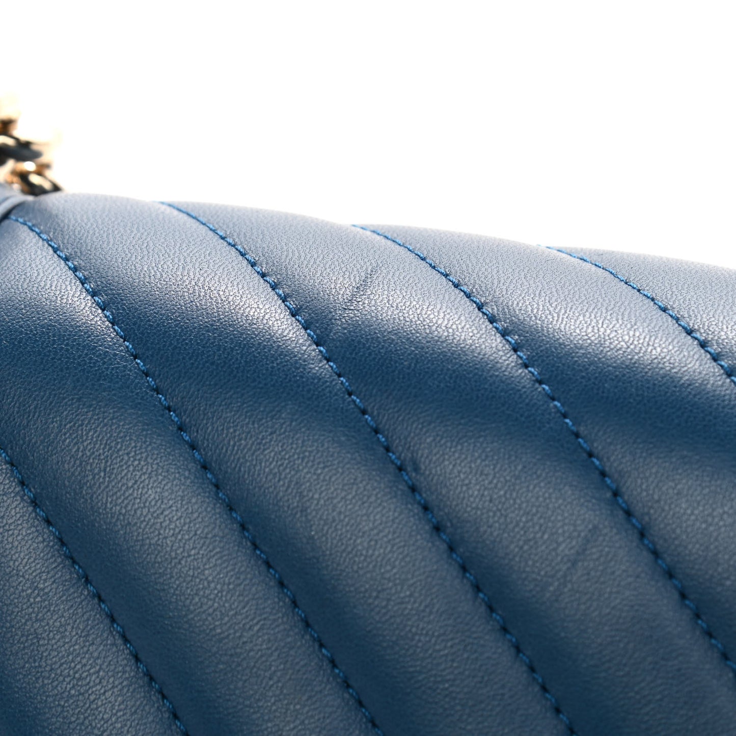 Calfskin Chevron Quilted New Medium Boy Flap Blue