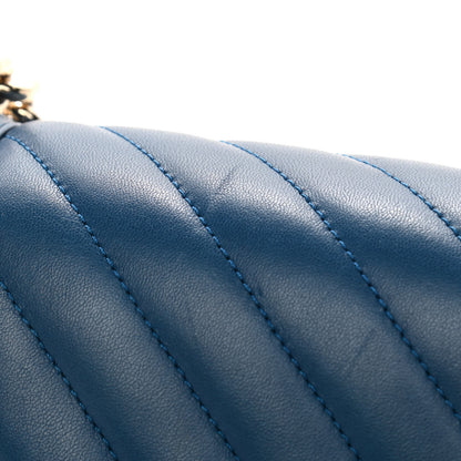 Chanel Calfskin Chevron Quilted New Medium Boy Flap Blue 8 of 13
