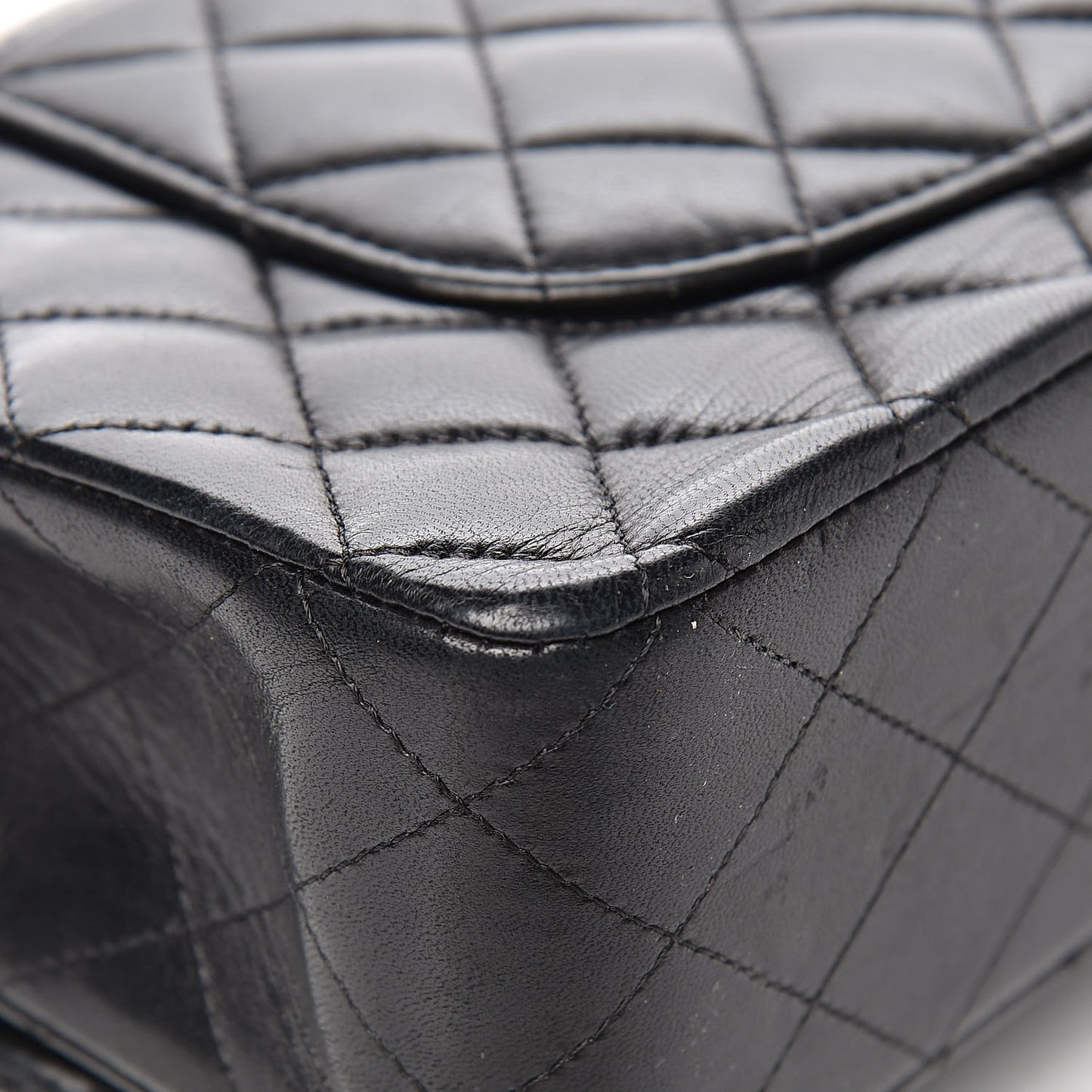 Lambskin Quilted Medium Double Flap Black