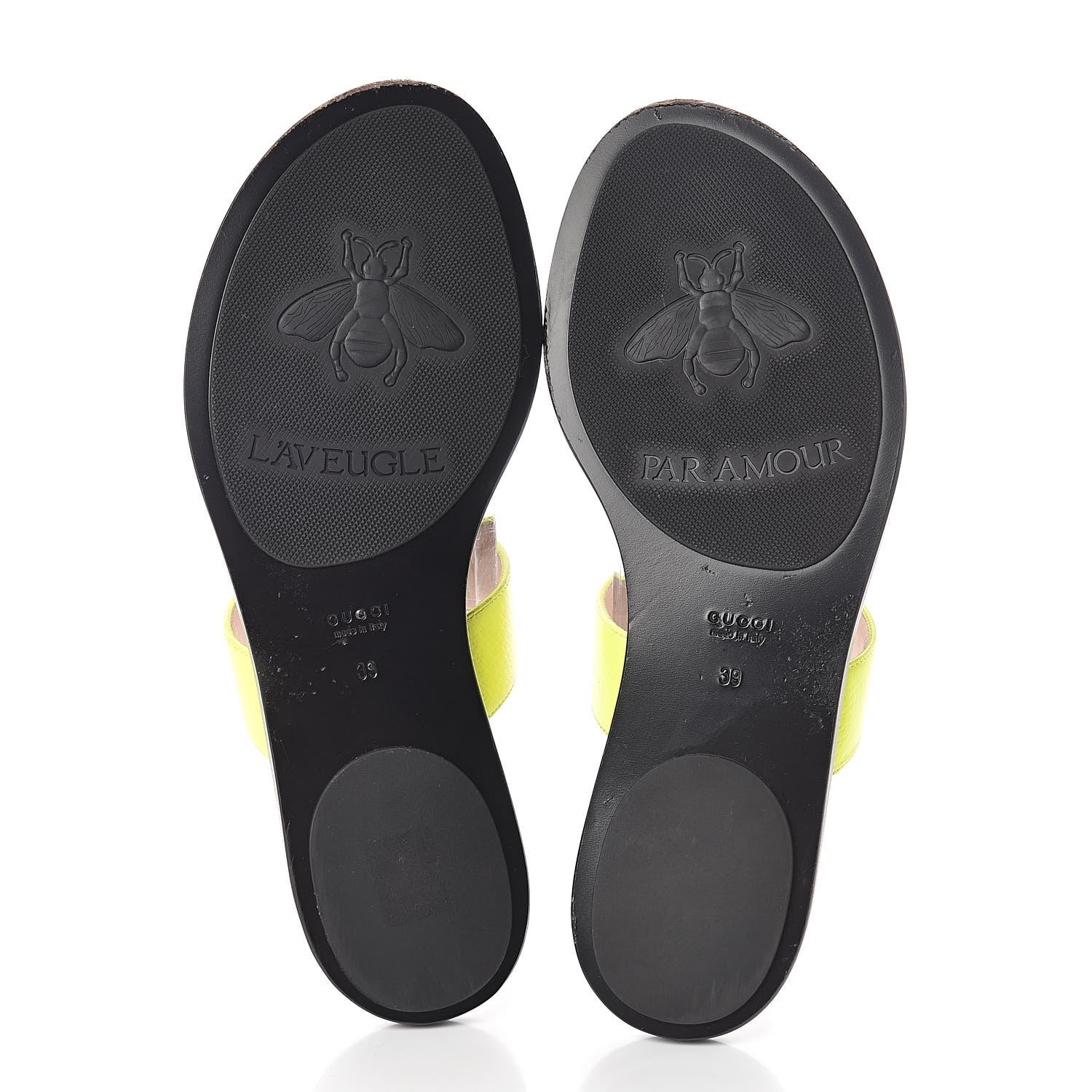 Gucci Calfskin GG Marmont Thong Sandals 39 Yellow Fluo 7 of 10