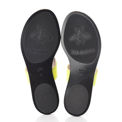 Gucci Calfskin GG Marmont Thong Sandals 39 Yellow Fluo 7 of 10