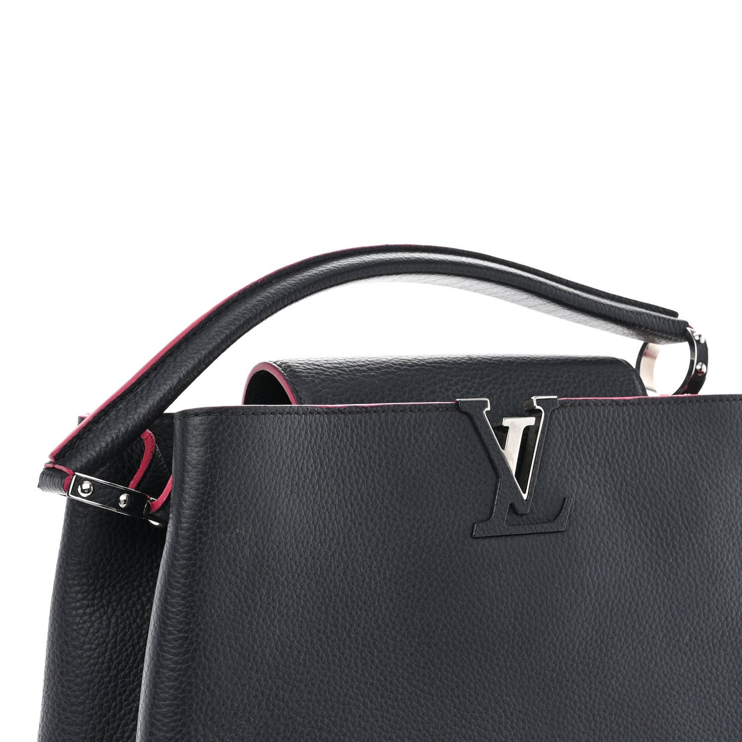 Taurillon Capucines MM Black Fuchsia