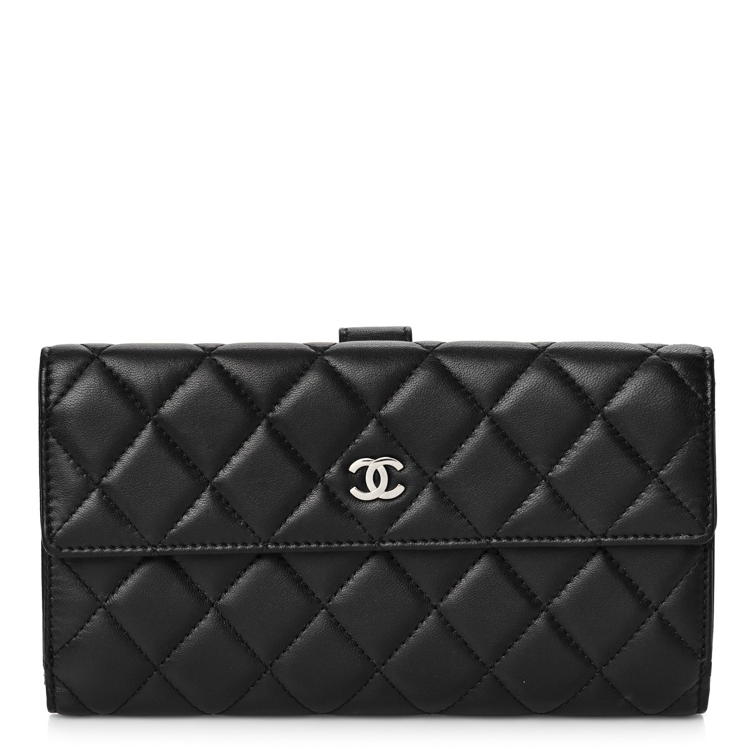 Chanel Lambskin Quilted Long Flap Wallet Black 1 of 11