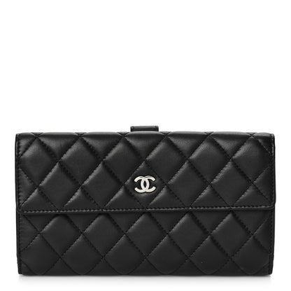 Chanel Lambskin Quilted Long Flap Wallet Black 1 of 11