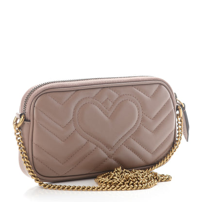 Gucci Calfskin Matelasse Mini GG Marmont Chain Crossbody Bag Porcelain Rose 3 of 9