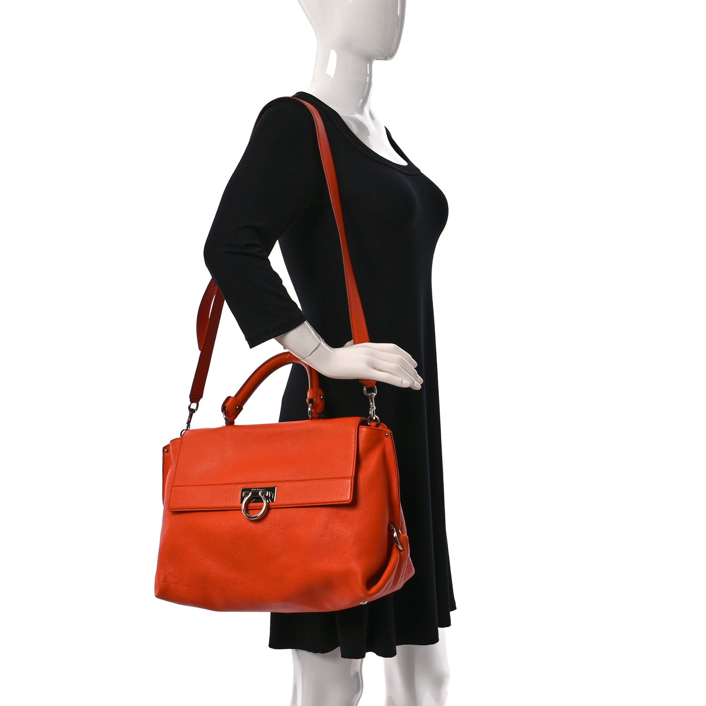 Grained Calfskin Large Sofia Satchel Sunset