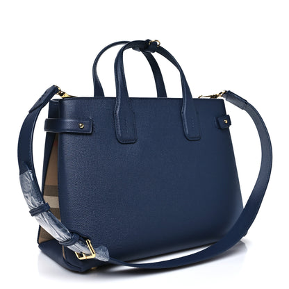 Burberry Derby Calfskin Vintage Check Medium Banner Tote Regency Blue 2 of 11