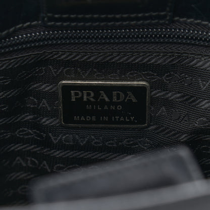 Prada Calfskin Embossed Shoulder Bag Black 6 of 12