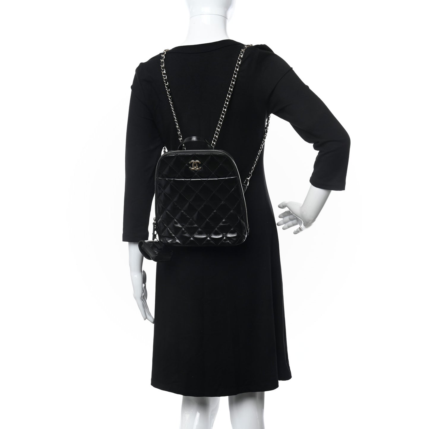 Shiny Calfskin My Pocket Backpack Black