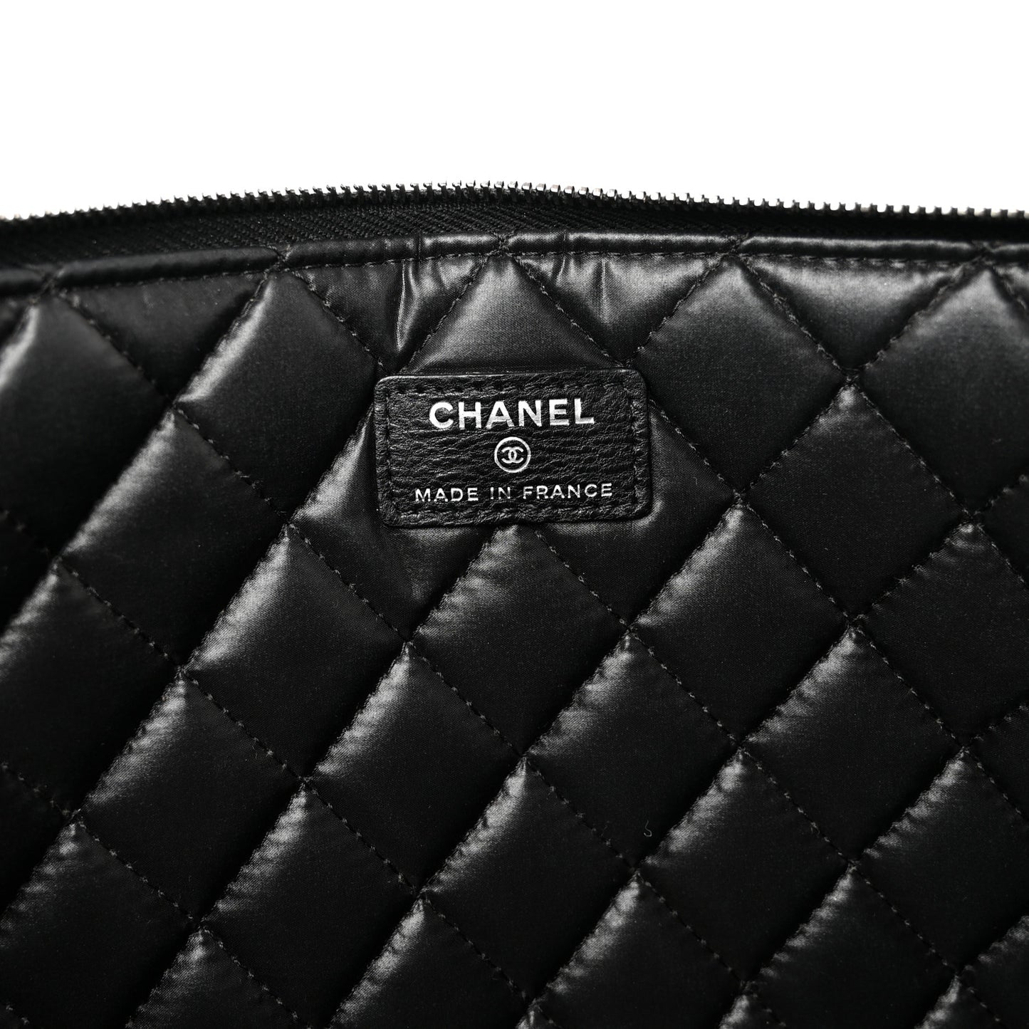 Calfskin Quilted Large Boy Chain Around Cosmetic Case Black