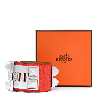 Hermes Matte Alligator Collier De Chien CDC Bracelet S Geranium 8 of 8