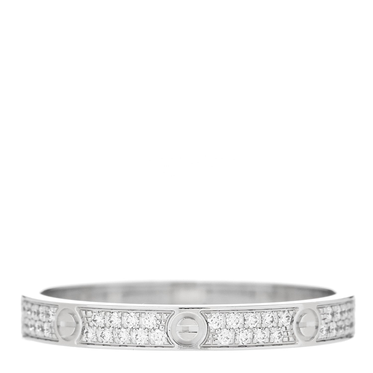 Cartier 18K White Gold Diamond 2.6mm LOVE Paved Band Ring 54 6.75 3 of 5
