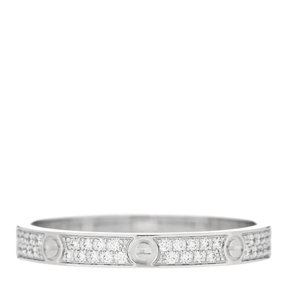 Cartier 18K White Gold Diamond 2.6mm LOVE Paved Band Ring 54 6.75 3 of 5
