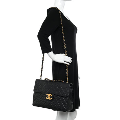 Chanel Lambskin Quilted XL Jumbo Single Flap Black 2 of 16