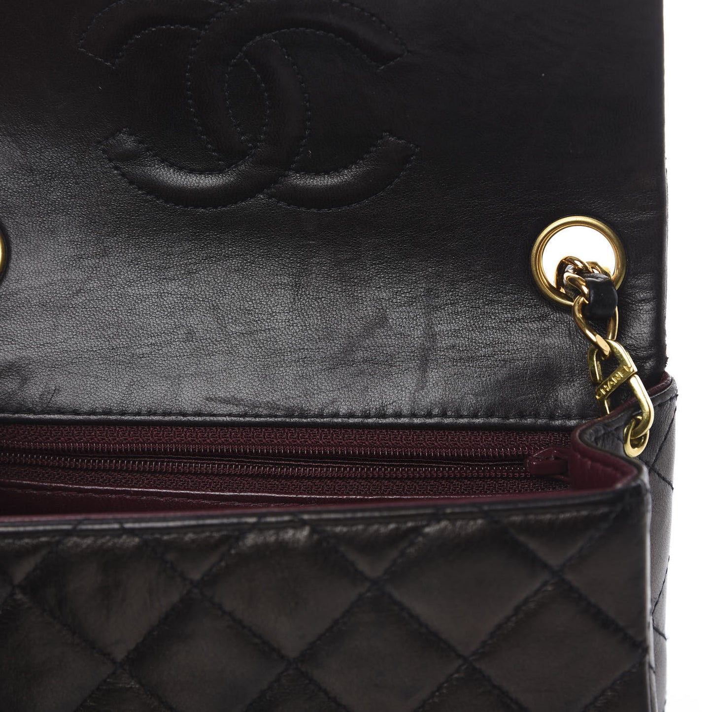 Lambskin Quilted Mini Square Flap Bag Black