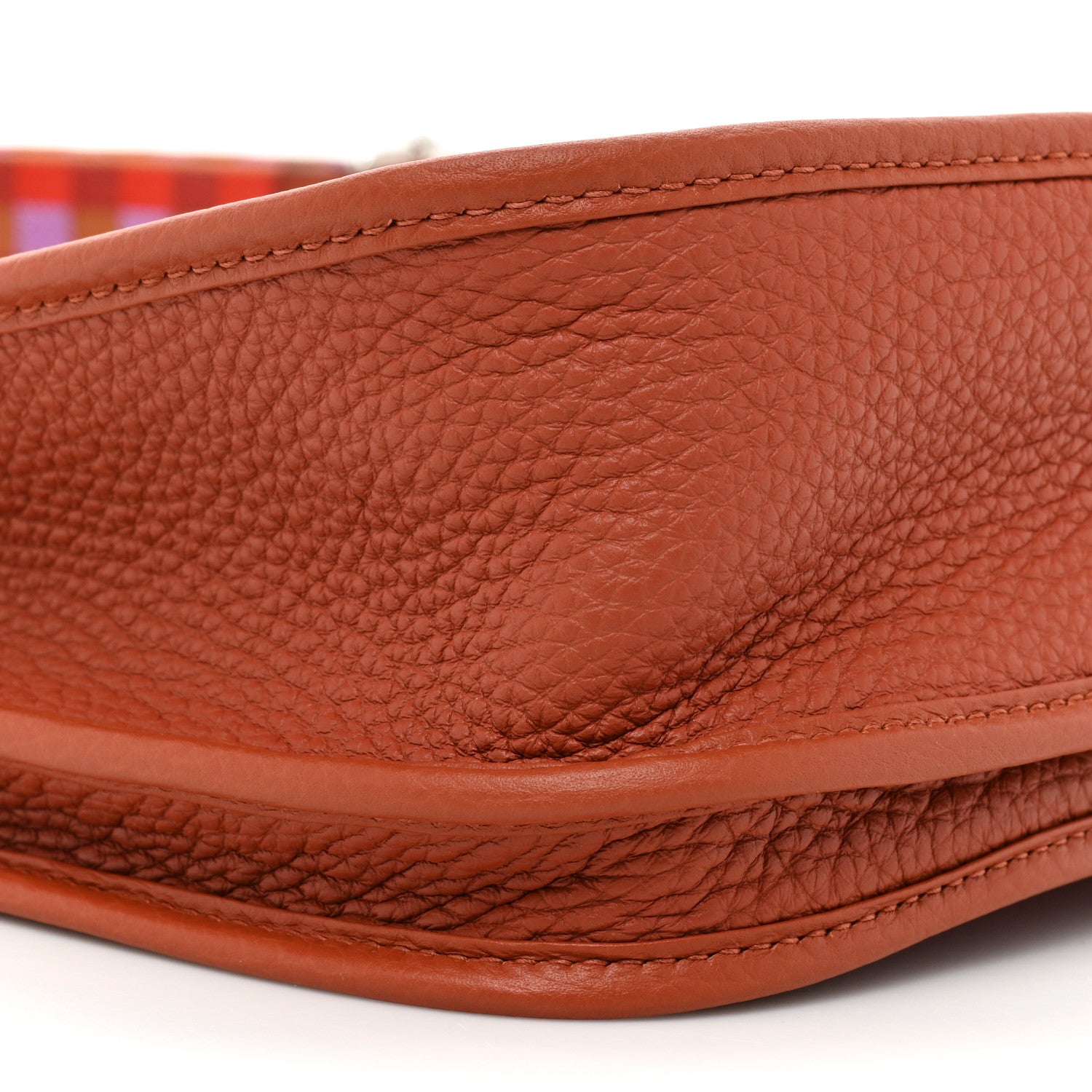 Hermes Taurillon Clemence Quadrille Evelyne III PM Cuivre Capucine Parme Rouge Duchess 7 of 7