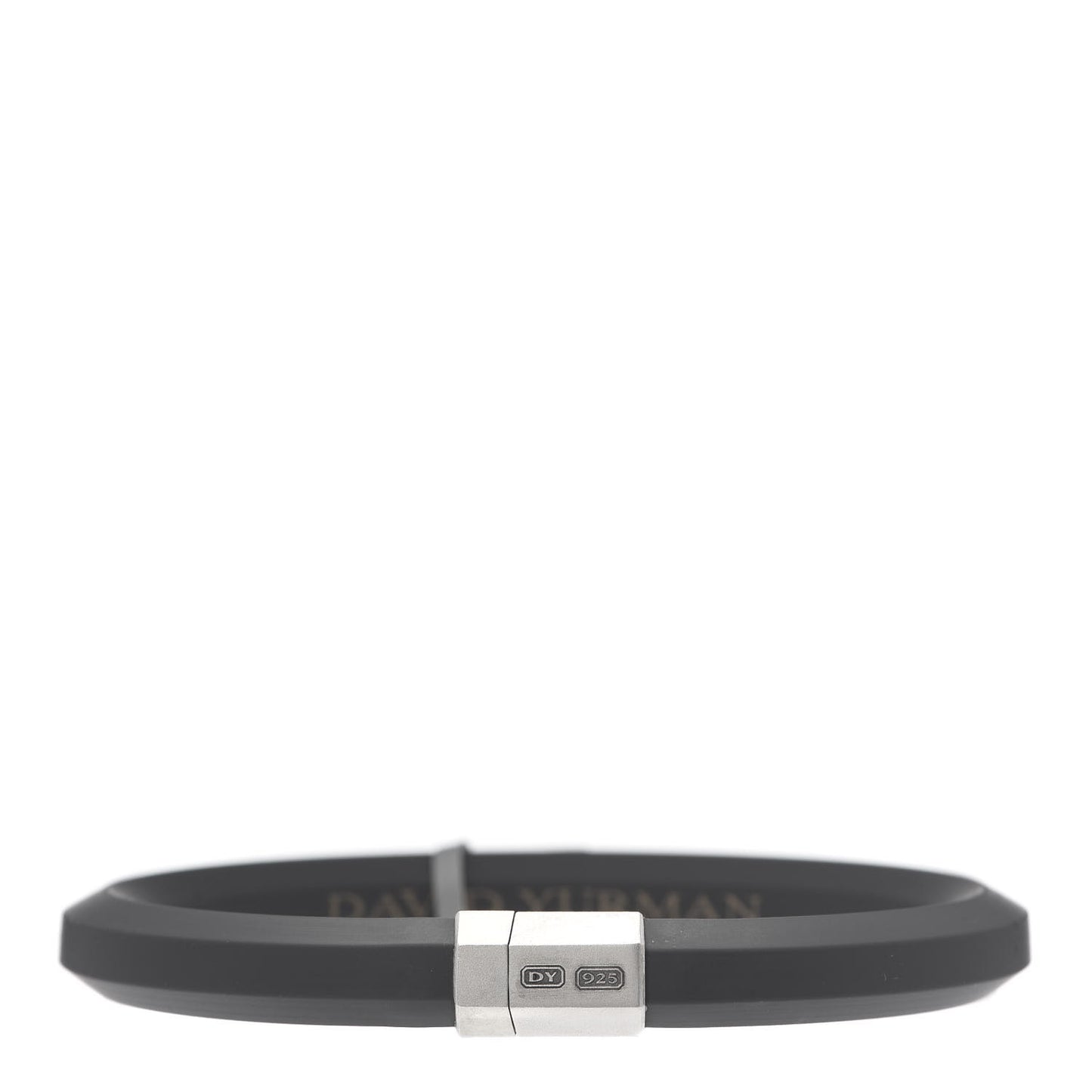 Sterling Silver Rubber 10.5mm Hex Bracelet Gray