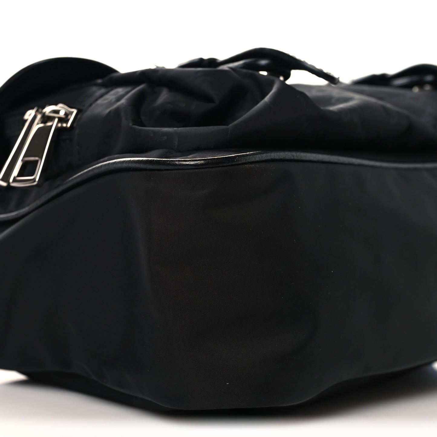 Nylon Monogram Double Buckle Flap Messenger Bag Black