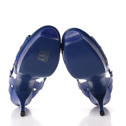 Saint Laurent Crocodile Embossed Leather Tribute 75 Platform Sandals 35 Blue Majorelle 6 of 10