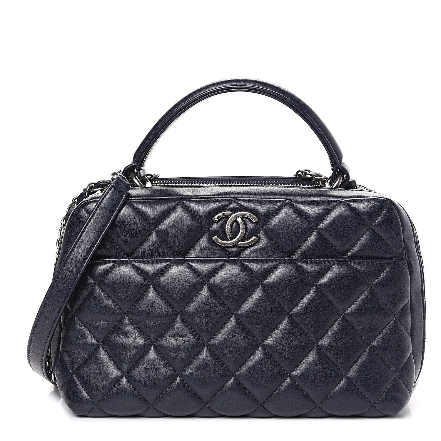 Chanel Lambskin Quilted Medium Trendy CC Bowling Bag Navy 1 of 12