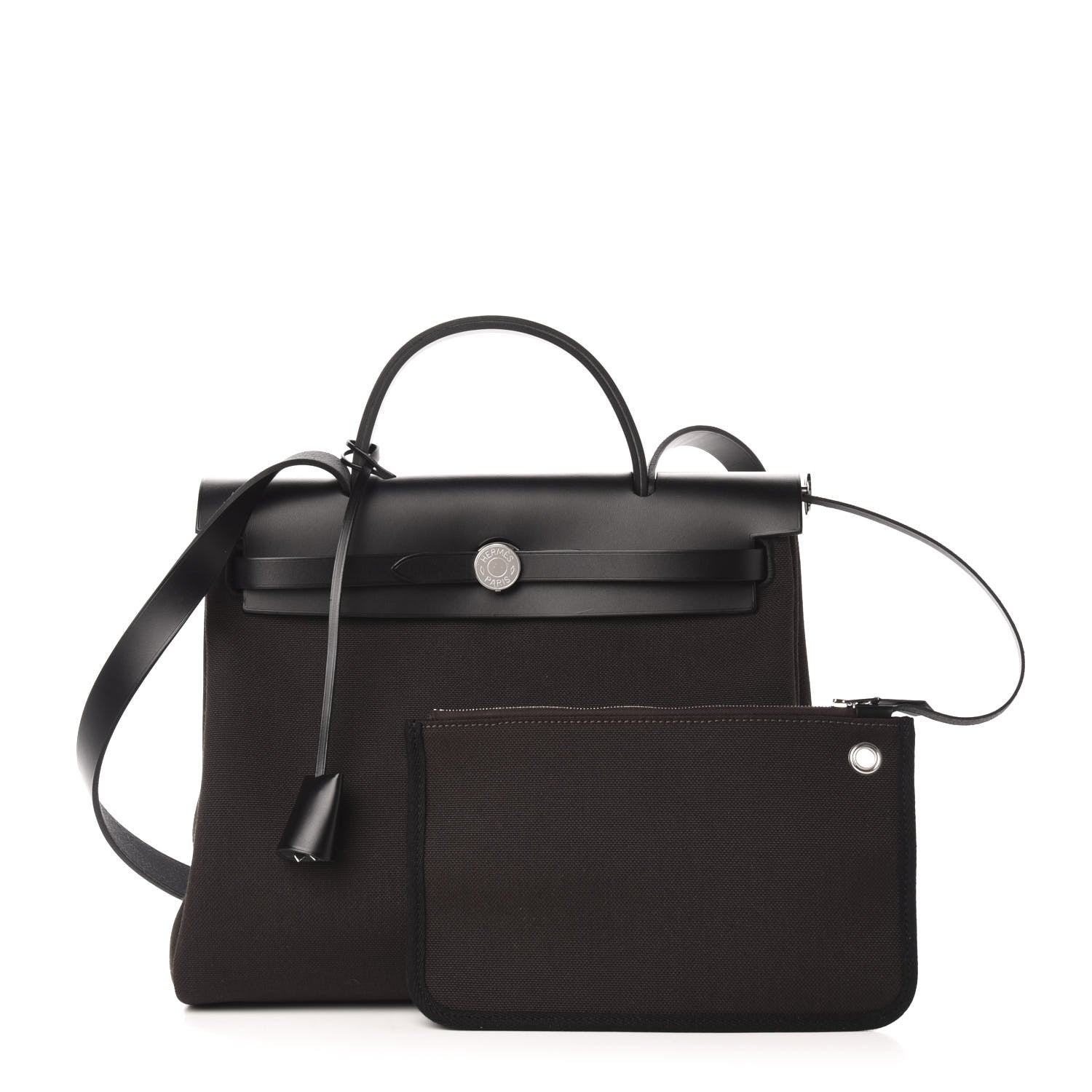 Hermes Military Toile Vache Hunter Herbag Zip Retourne 31 PM Black Ebene 1 of 14