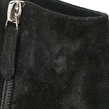 Chanel Suede Grosgrain Pearl Ankle Boots 35.5 Black 20 of 25