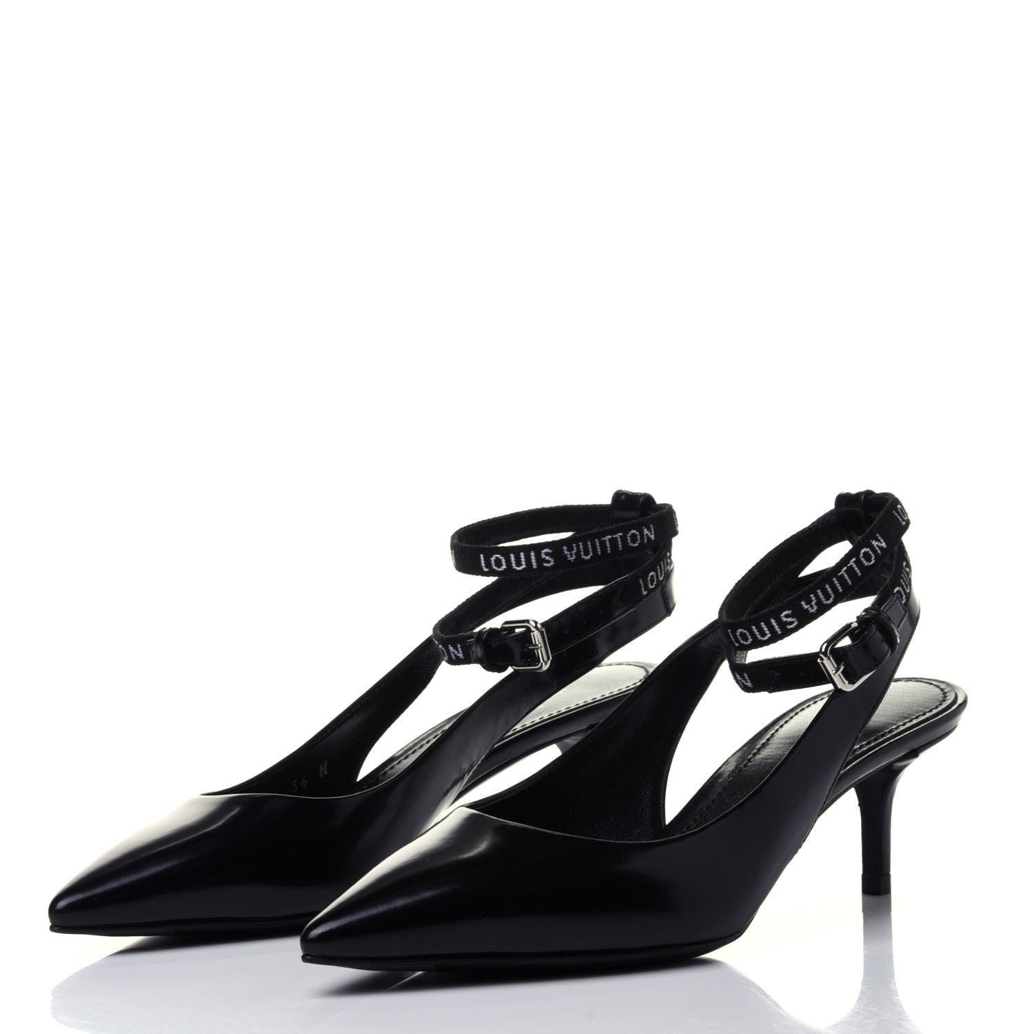 Louis Vuitton Patent Call Back Sling Back Pumps 36 Black 2 of 5