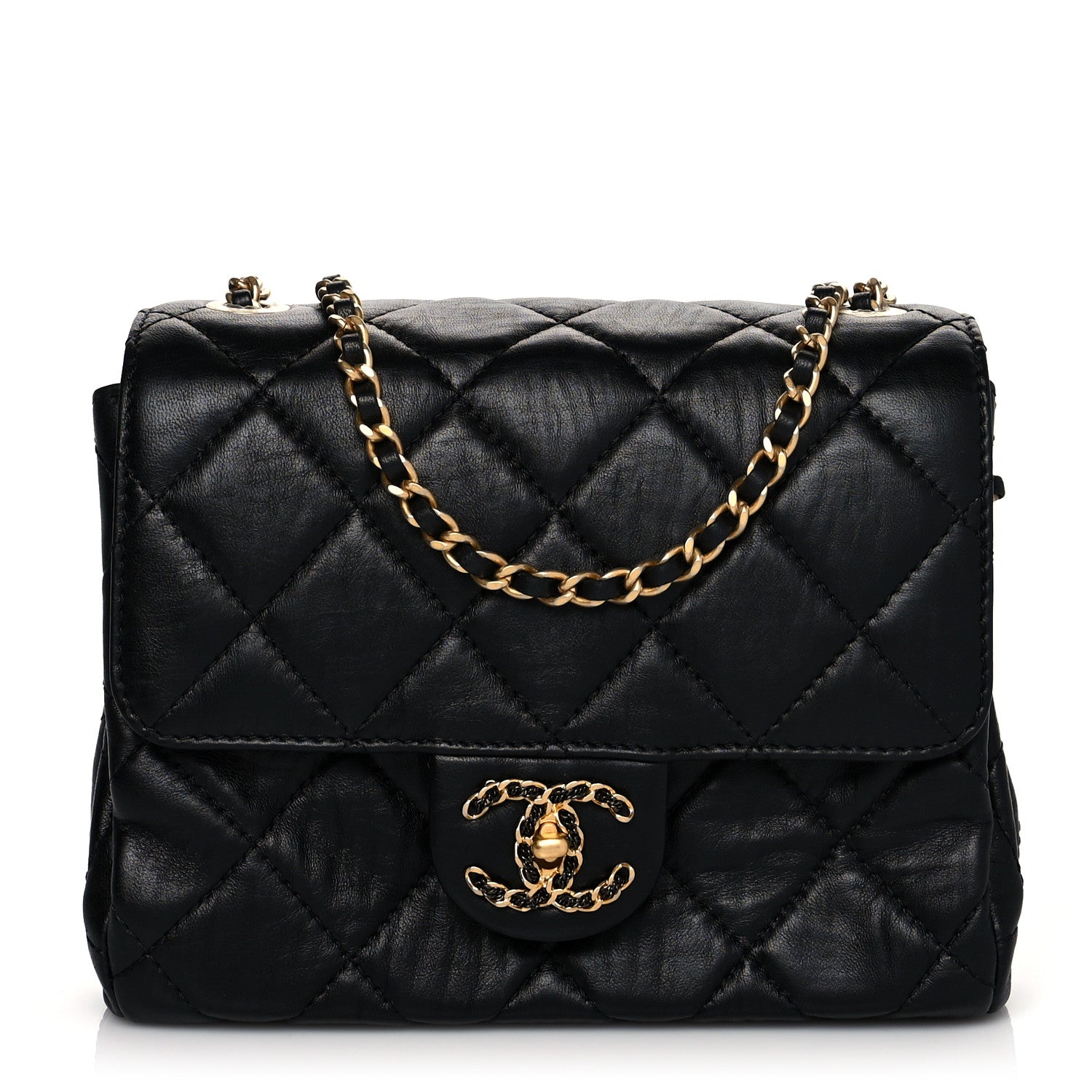 Chanel Lambskin Quilted Chanel Square Flap Black 1 of 10