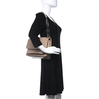 Saint Laurent Crinkled Calfskin Matelasse Monogram Medium Niki Chain Satchel Natural Tan 2 of 9