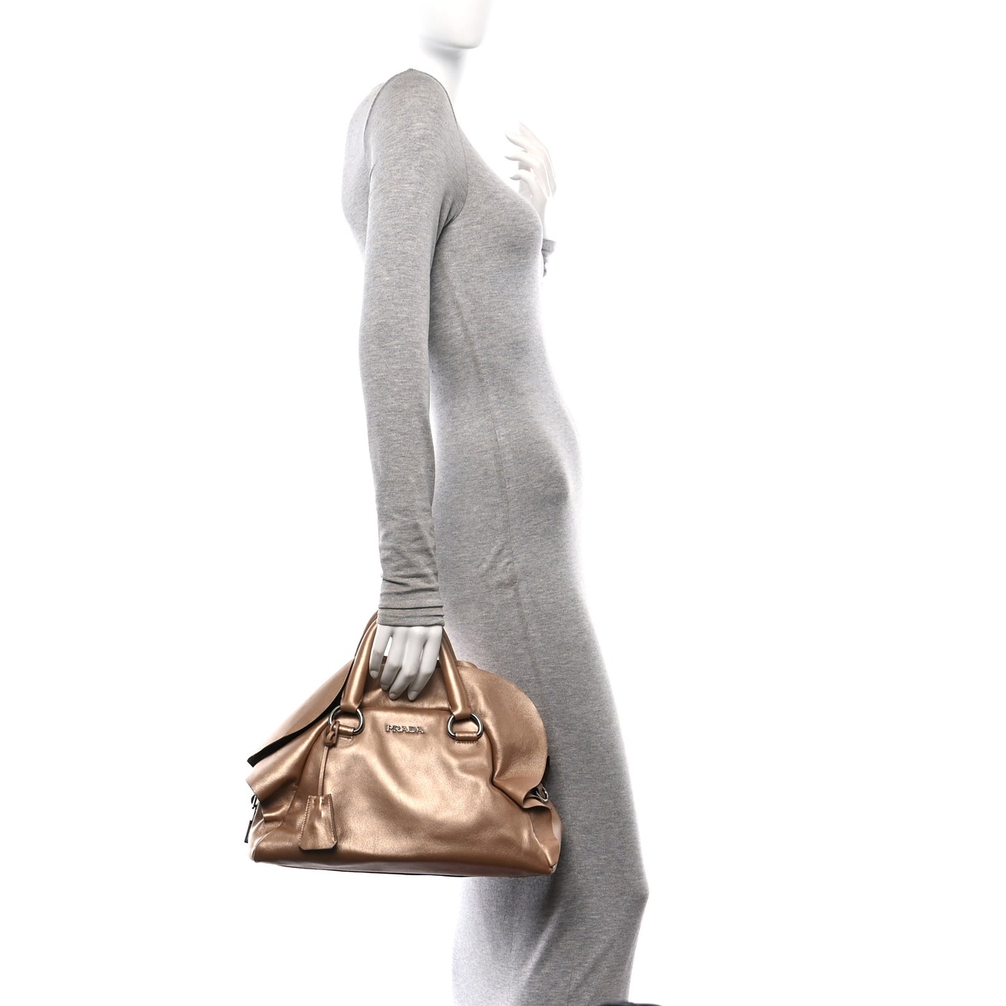Metallic Nappa Ruffle Bauletto Gold