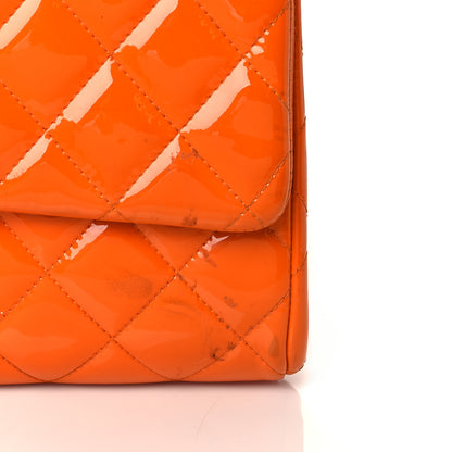 Chanel Patent Quilted Clutch with Chain Flap Orange 12 of 15