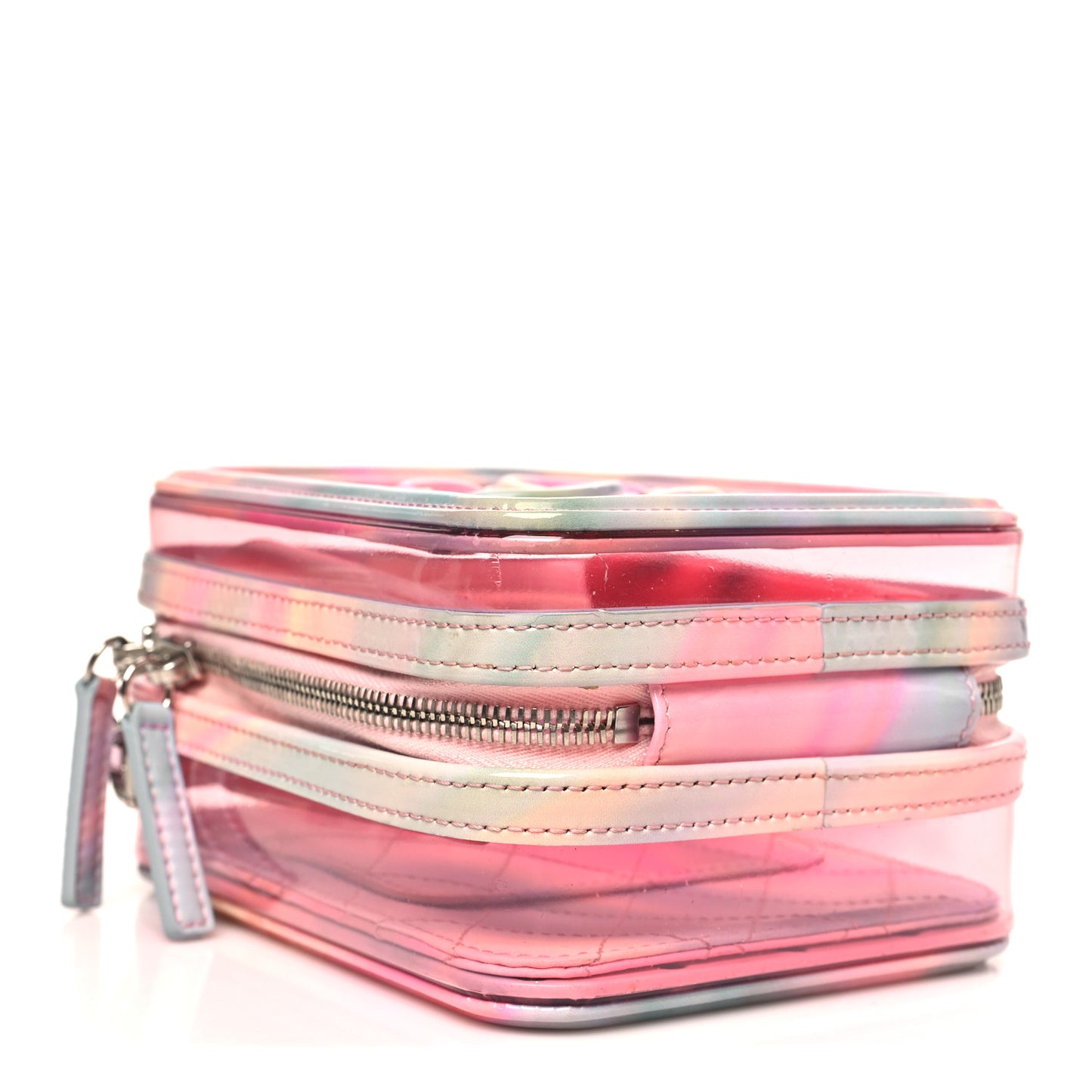 PVC Patent Calfskin Patent Lambskin Vertical Vanity Case Pink
