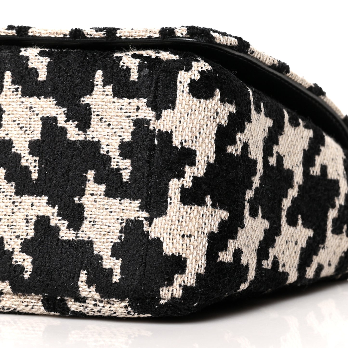 Technical Canvas Macro Houndstooth Medium Caro Bag Black White