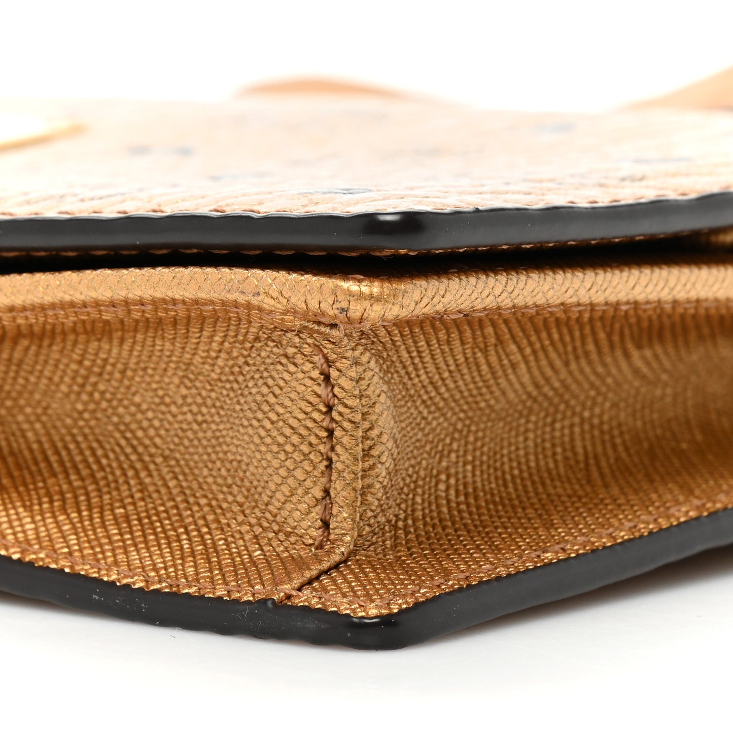 Metallic Visetos Crossbody Wallet Gold