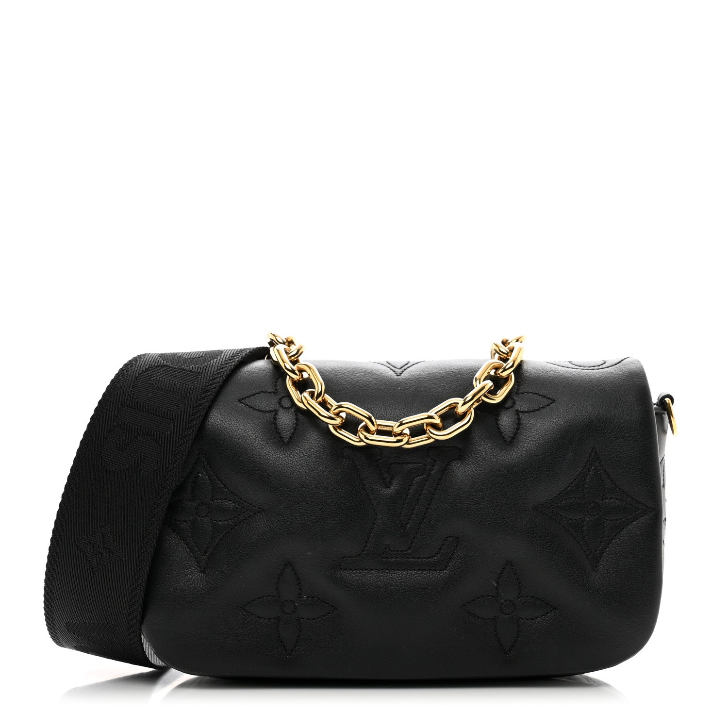 Louis Vuitton Calfskin Bubblegram Wallet On Strap Black 1 of 10