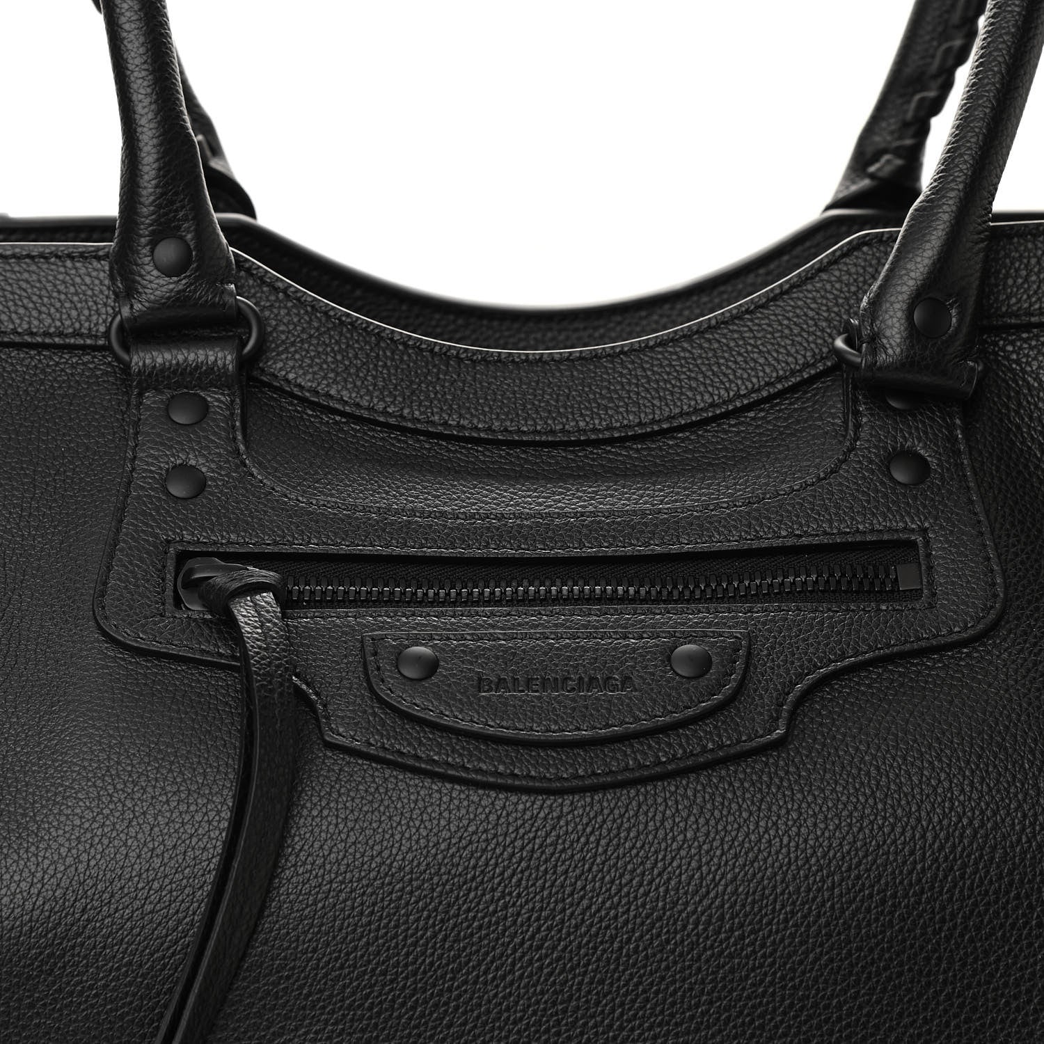 Balenciaga Grained Calfskin Neo Classic Black Hardware Large Top Handle Bag Black 7 of 9