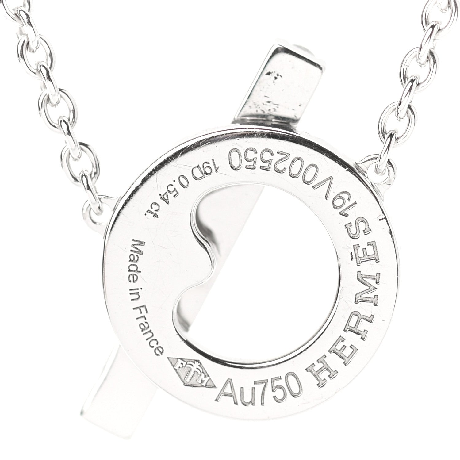 Hermes 18K White Gold Diamond Finesse Pendant Necklace 4 of 5